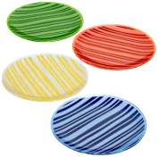 Temp-Tations 4-Piece Striped Glass Dessert Plates (8")