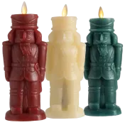 The Sculpted Wax Nutcracker Flameless Candle Trio