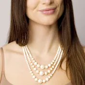 Martha Stewart Three Strand Pearl Gold Necklace