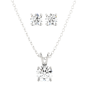 Voss+Agin 3 Carat TW Moissanite Stud Earrings & Necklace Set