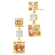 Savvy Cie Step Cut 3-Stone Champagne Cubic Zirconia Drop Earring
