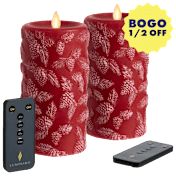 Martha Stewart 2-Piece Flameless 6" Pinecones and Evergreen