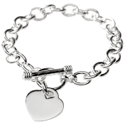 Romano Stivali Classic Toggle Clasp Heart Charm Bracelet