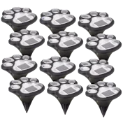 Paquete de 12: Luces Solares Inteligentes de Huellitas para Exterior