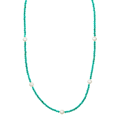 Savvy Cie Turquoise & Faux Pearl Station Necklace