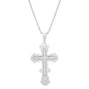 Iron Saints Stainless Steel Classic Cross Necklace with Crystal Accents