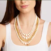 Martha Stewart Four Strand Pearl and Chain Gold Necklace