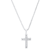 Iron Saints Lord's Prayer Engraved Cross Necklace