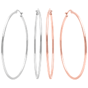 Steeltime Stainless Steel & 18K Gold Plated 50MM Hoop Earring Set