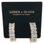 LOREN + OLIVIA CZ Baguette Hoop Earrings