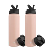 2-Pack: JoyJolt 22oz Water Bottle with Flip Lid & Sport Straw Lid