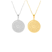 Steeltime Stainless Steel & 18K Gold Plated Padre Nuestro Pendant Necklace Set