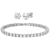 Steeltime Ladies 18K Gold Plated Tennis Bracelet & Stud Earrings