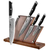 The Damascus Knife Set With Magnetic Storage