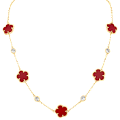CZ by Kenneth Jay Lane 4 CTTW CZ & Clover Station Necklace