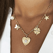 Collar de cadena con dijes bañada en oro de 14k Jennifer Miller