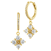 Savvy Cie  Cubic Zirconia Quatrefoil Drop Earrings