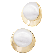 Savvy Cie Two-Tone Oval Domed Stud Earrings