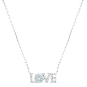 Saffron 1.0 Carat TW LOVE Turquoise Moissanite Pendant Sterling Silver Necklace