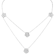 CZ by Kenneth Jay Lane Five-Clover Pendant Necklace with CZ Center Stone
