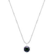 Saffron 1.0 Carat TW Rainbow Moissanite Halo Pendant Sterling Silver Necklace