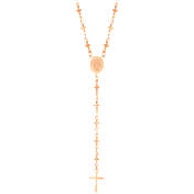 Steeltime Cross Rosary Necklace & Simulated Diamond Earrings Set