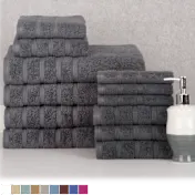 Bibb Home 12-Piece Zero Twist Egyptian Cotton Towel Set