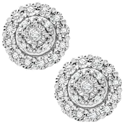 Brilliant Diamonds 1/10 Carat TW Diamond Halo Stud Earrings