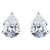 Aretes tipo clavo de circonia cúbica en forma de pera de 3.0 quilates TW de I...