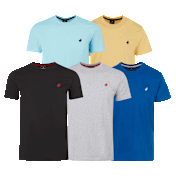 Paquete de 5: Pacific Polo Club Camisetas de Manga Corta con Cuello Redondo