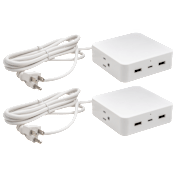 Paquete de 2: Cargador Ilimitado para 5 Dispositivos con USB Tipo-C y Tomas de Corriente AC