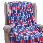 Luxury Home Patriotic Patchwork Micro Plush Throw Blanket