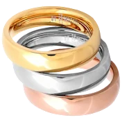 Steeltime Ladies 3-Piece Tri-Color Wedding Band Ring Set