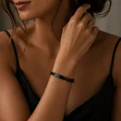Steeltime Ladies Black IP Stainless Steel Cuban Bracelet with Engravable Plating