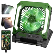 Hakol Rechargeable 20000mAh Solar Camping Fan with LED Lantern