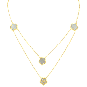 CZ by Kenneth Jay Lane CZ Pave Double Clover Pendant Necklace