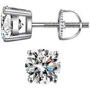 Donatello Gian Sterling Silver Round Cut Screw Back Stud Earrings