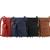 Krediz Super Soft Genuine Leather Crossbody Bag with Top Belt Accent