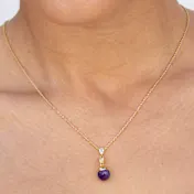 Savvy Cie Amethyst Ball Drop necklace with CZ