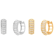 Steeltime 18K White & Gold-Plated Brass Simulated Diamond Huggie Earring Set
