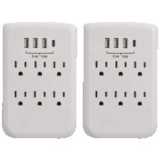 2- or 4-Pack: Clear Power 6-Outlet Wall-tap with 3-port USB-A and 1-Port USB-C