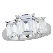Savvy Cie Emerald Cut Cubic Zirconia 3-Stone Ring
