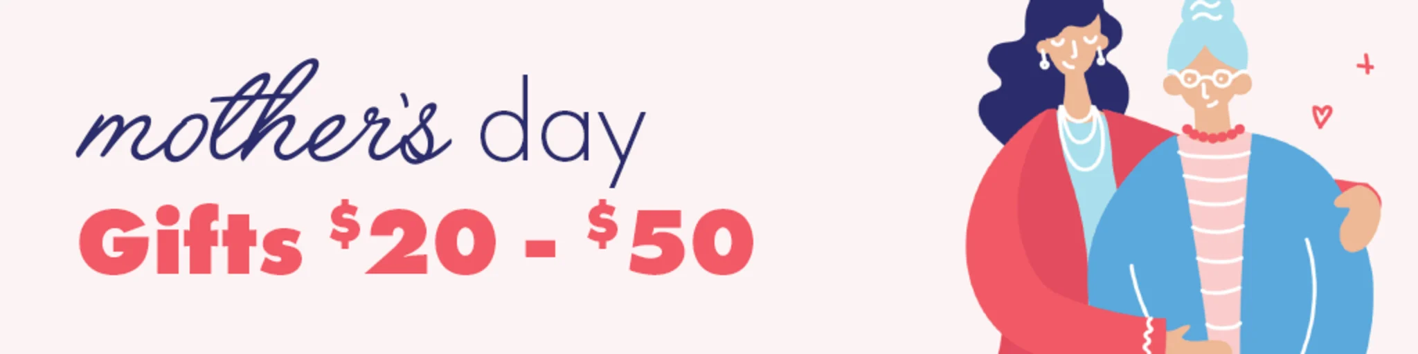 Mother's Day Gifts $20 to $50 banner