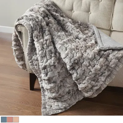 Alpine Valley Ruched Faux Fur Throw