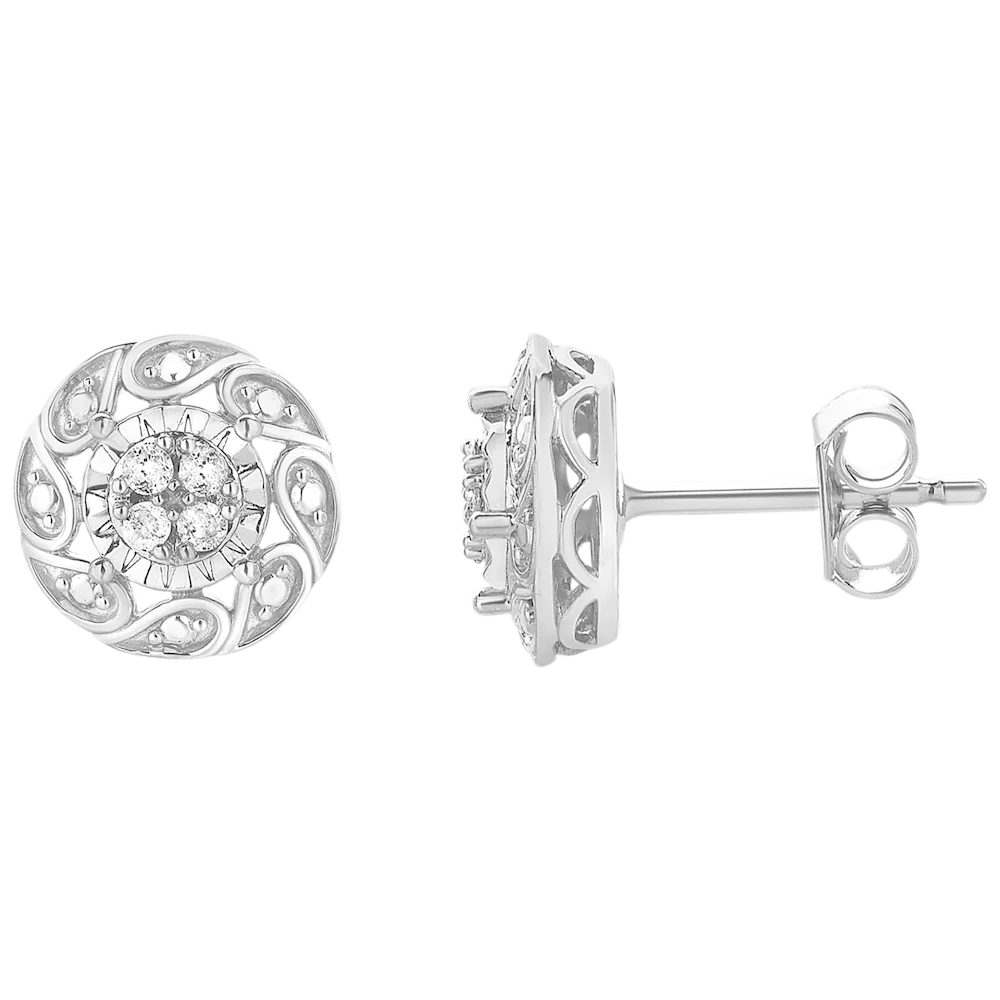 Unique Design 1/10 Carat TW Lab Grown Diamond Floral Earrings
