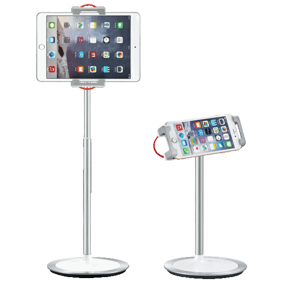 2-Pack: Adjustable Height Phone & Tablet Holder Stand with 360° Rotation