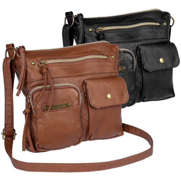 Stone Mountain Washed Leather Crossbody Bag, Color: Grayblack