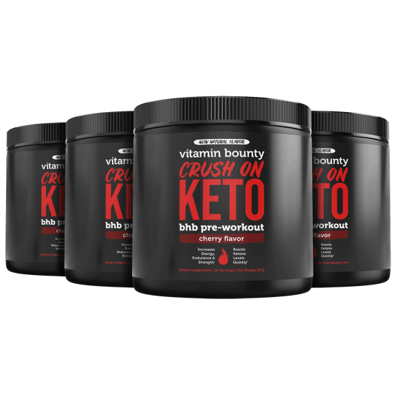 4-Pack: Vitamin Bounty Pre-Workout Keto Supplement in Cherry Flavor