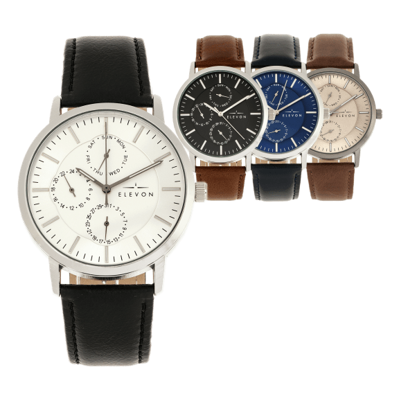 MorningSave Elevon Langley Leather Band Chronograph Watches