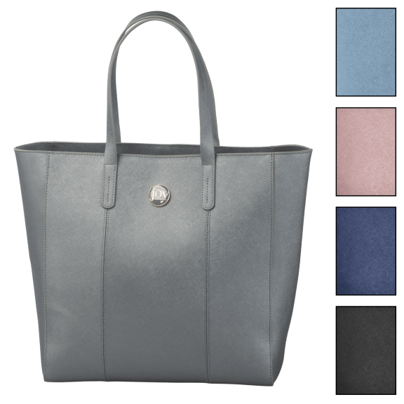 Joy Mangano Joy Luxe Leather World Traveler Classy & Chic Iconic Handbag with RFID - Gray/Grey